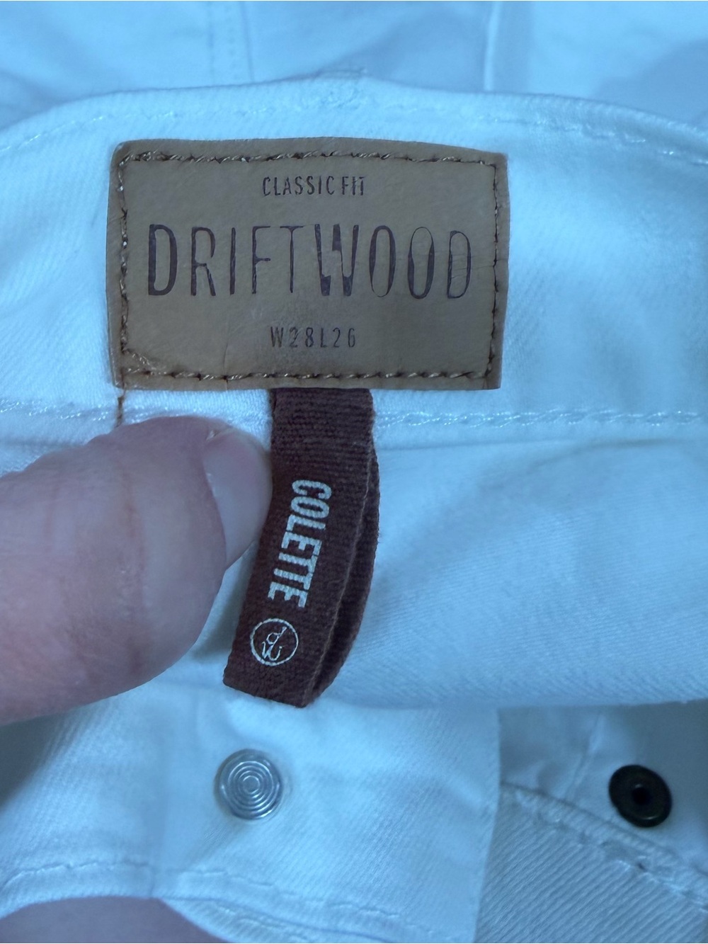 DRIFTWOOD White w Embroidered Floral Cuffs Cotton Blend Colette Jeans Pants 28 - Picture 5 of 7